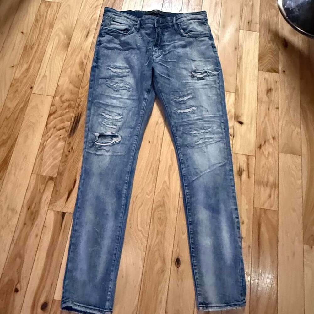 Jordan Craig Distressed Skinny Jeans Blue Mens 34x34